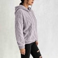 thumbnail image 3 of XUNKUSGA Womens Fuzzy Hoodies Classic Solid Color Textured Jacquard Fleece Pullover Top with Drawstring Hood Comfy Cozy Oversized Winter Warm Coat 5XL, 3 of 8