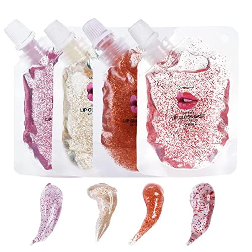 Sumeitang 4 Color Glitter Lip Gloss Base Kit, Moisturize Lip Gloss Base