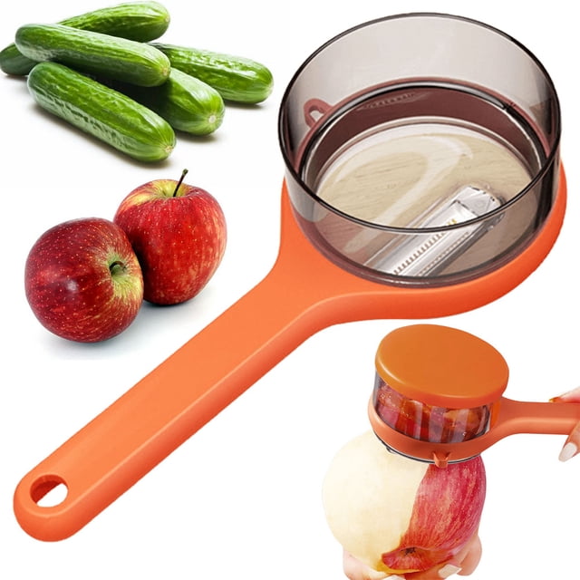 Pelador Con Caja Almacenamiento Pelador Gran Capacidad para (naranja)