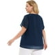 thumbnail image 5 of Women's Plus Size Blouses Pin Dots Round Neck Cute Basic Top Navy Blue 4X, 5 of 7