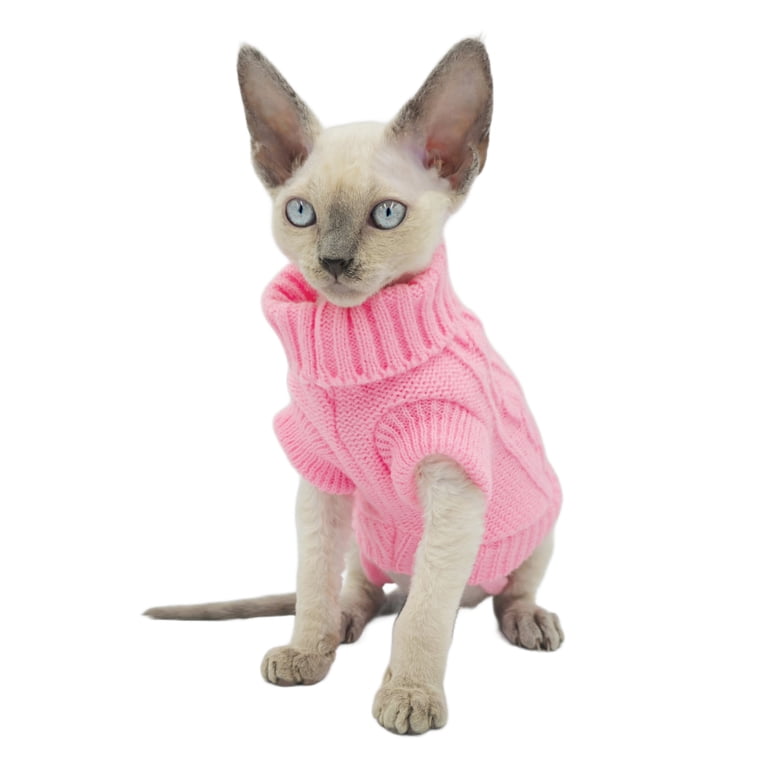 YokoKat Light Pink Turtleneck Cat Kitten Sweater Size Small Devon
