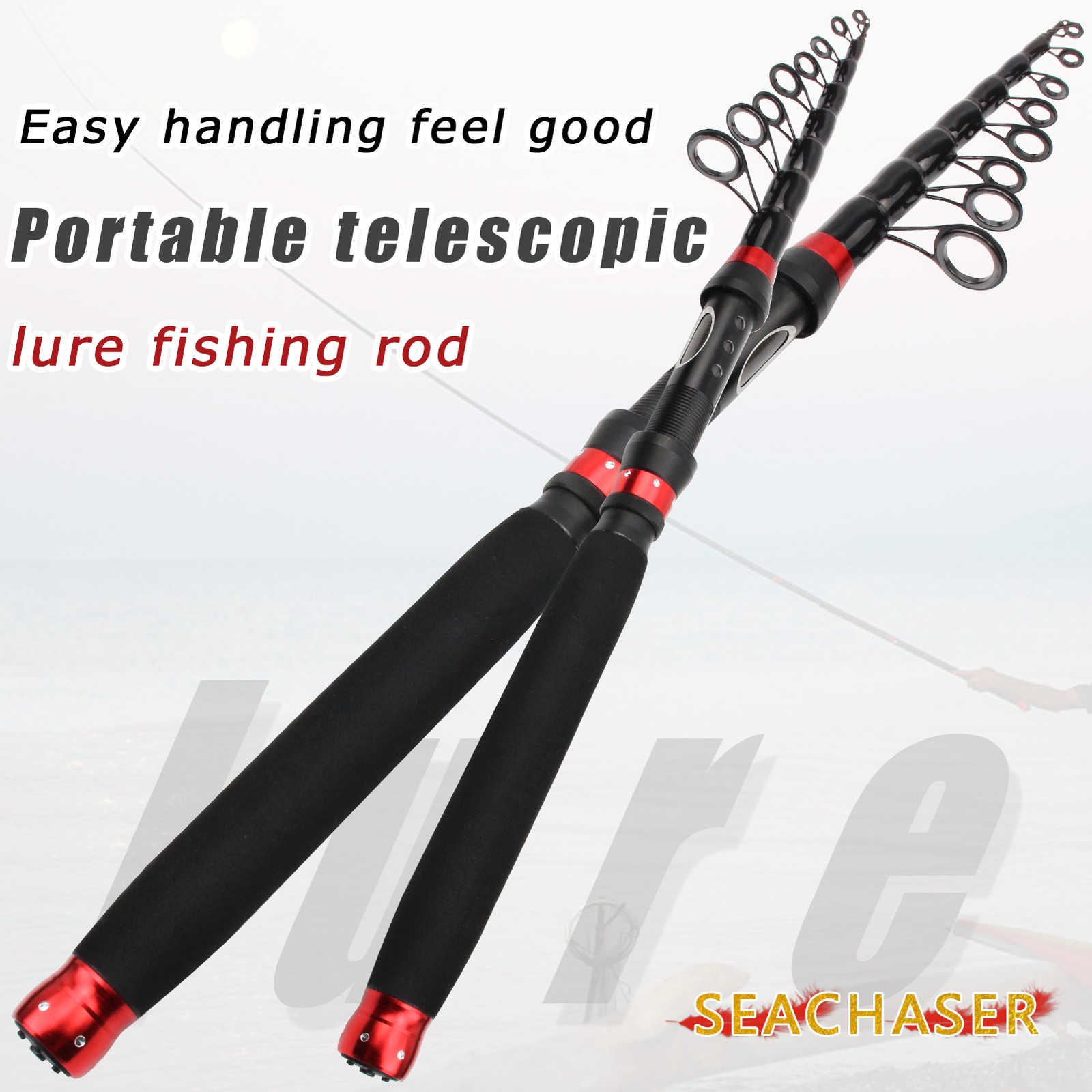 Rock Fishing Rod Carbon Fiber Spinning Telescopic Fishing Rod 1.8M 2.1M 2.4M 3M