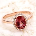 thumbnail image 2 of Halo 1.50 Carat Red 8x6mm Oval Cut Ruby And Moissanite Diamond Engagement Ring in 10k Rose Gold, 2 of 5