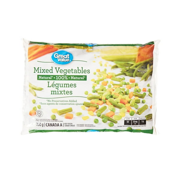 Great Value Frozen Mixed Vegetables, 750 g