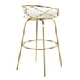 thumbnail image 4 of Charlotte Glam 30" Glam/Art Deco Fixed-Height Barstool with Swivel in Gold Metal and Cream Velvet with Round Footrest by LumiSource - Set of 2, 4 of 4
