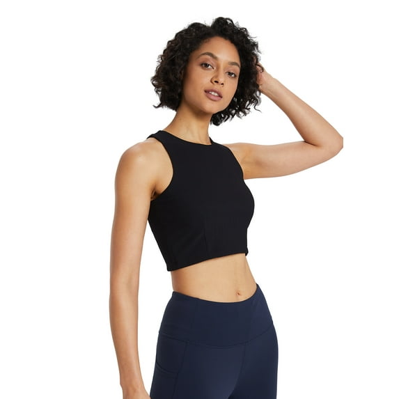 BALEAF Women's Crop Tank Tops Cute Sleeveless Workout Tops Black XL