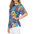 thumbnail image 3 of HAPPY BAY Women's Casual Beach Short Sleeve Blouse Shirt Collared Blouses Button Up Dress Tee Shirts Hawaiian Tops for Women M Dolphin Turtle, Blue, 3 of 3