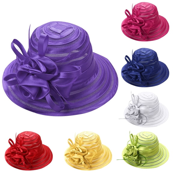 CAIXIA Derby Hats for Women 2026 Large Lady Headwear Tea Party Hats for Women Elegant Church Hat Adjustable Wide Brim Fascinator Derby Hats Sun Visors for Women Wide Brim