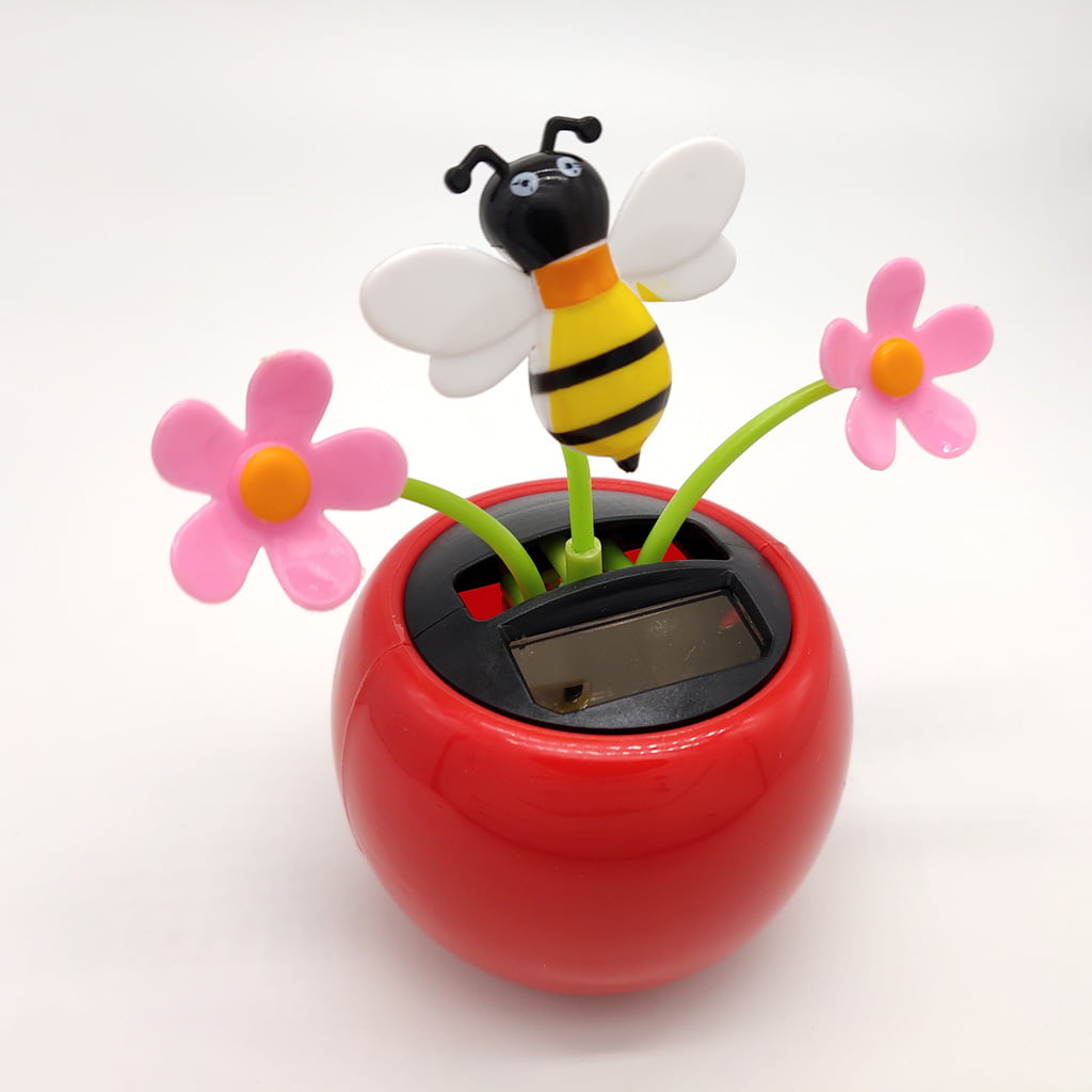 Solar Powered Toy Car Dashboard Flower Insect Dancing Toy Home Decor 