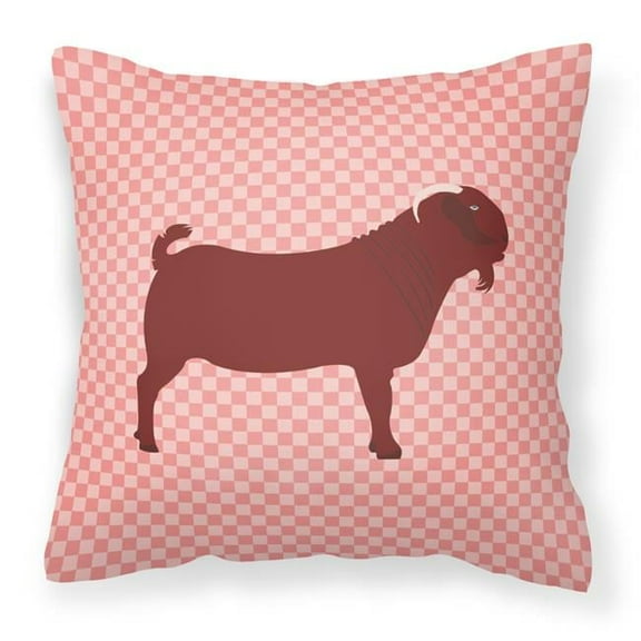 Carolines Treasures BB7891PW1818 Kalahari Red Goat Pink Check Fabric Decorative Pillow, 18 x 18 in.