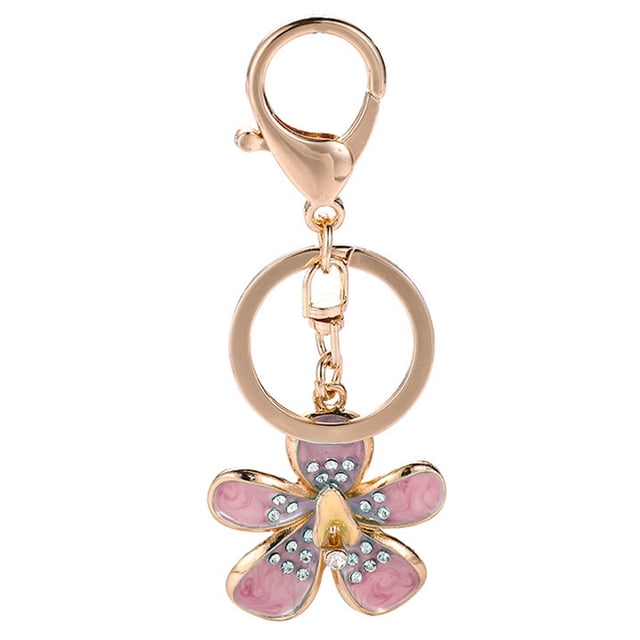 Key Ring Stainless Steel Crystal Flower Key Ring Key Holder for Valentine Day