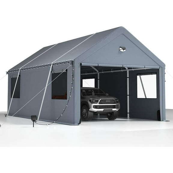 Carports 10X20 Heavy Duty,Car Ports with 180G Removable Side Walls, Carport Canopy, Portable Car Port Garage, Car Shelter All Weather, Grey