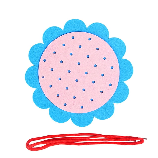 Baby Kindergarten Teaching Cloth Non-woven Math Weave Toy Floral Edge DIY Children Toy Lace Color Random, Sky Blue