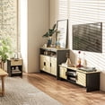thumbnail image 2 of HOMCOM Lot de 2 Tables de Chevet Boho avec Tiroir en Rotin, Noir, 2 of 10