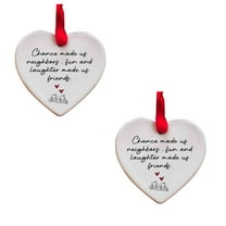JeashCHAT Acrylic Hanging Heart Plaque Christmas Ornaments Christmas Gifts for Neighbor, Housewarming Gifts, 2 Pcs