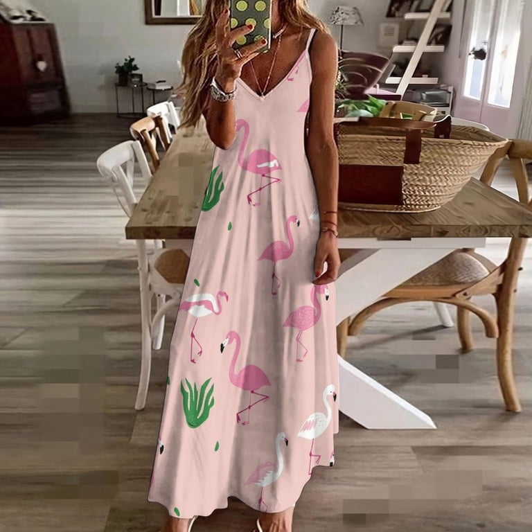 flamingo birthday dress Flamingo Pattern Sleeveless Dress Women's Luxury Party Dress Birthday  Dresses for Women
