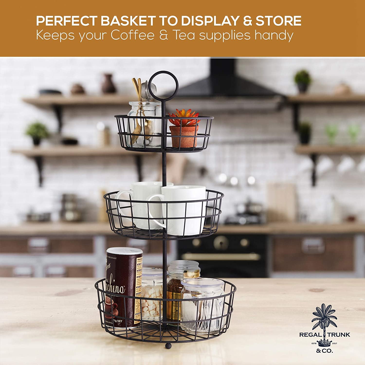 Double layer Iron Fruit Basket Vegetable Storage Rack 2 Tier - Temu