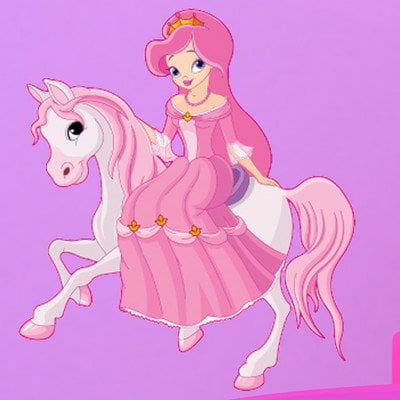 Princess And Horse Wall Decals Princess on a Horse Wall Decal - wall print decal, sticker, mural vinyl art home decor - DS 655 - 12in x 13in ()