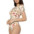 thumbnail image 2 of Gaeub Retro Autum Mushrooms Women'S Short Sleeve One Piece Swimsuit Sexy High-Waisted Bodysuit For Swimming, Beach, Sports - X-Large, 2 of 9