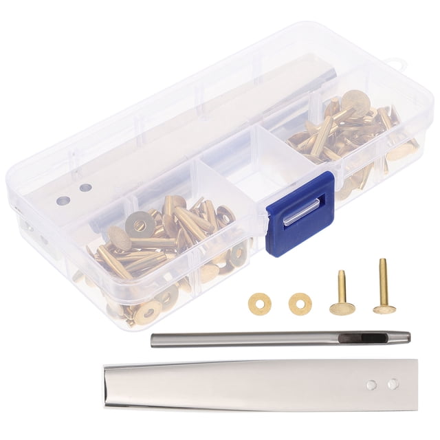WEUVEB 1Jgo Kit De Remaches De Metal Con Herramienta Para Manualidades En Cuero Y Almacenaje