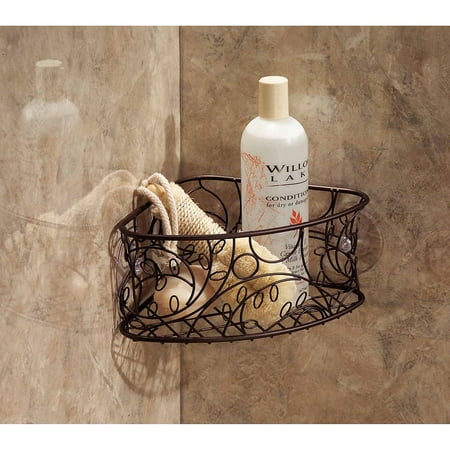 InterDesign Twigz Suction Corner Basket, Bronze