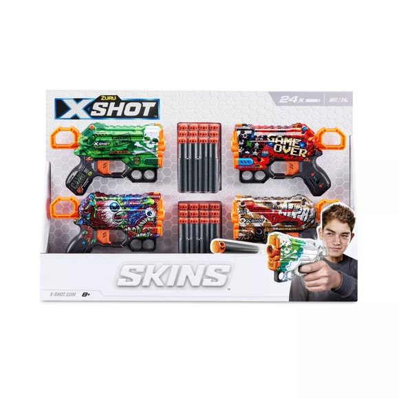 Pack de Lanceurs de Fléchettes ZURU X-SHOT SKINS MENACE Lanceur 24 Fléchettes (36543)