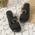 thumbnail image 4 of Women's Spring And Summer New Large Size Wedge Slippers Beach Metal Buckle Wedge Sandals Fashion Casual Beach Sandals Summer Sandals Black 39, 4 of 8