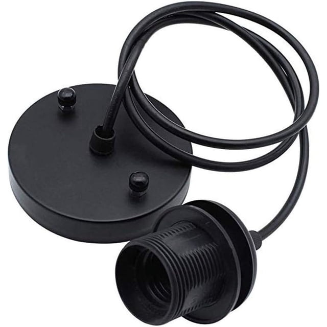 Portalámparas colgante E27, luminaria industrial vintage, con cable y lámpara colgante E27 para luces colgantes, accesorios de lámpara de bricolaje, base de lámpara colgante (negro)