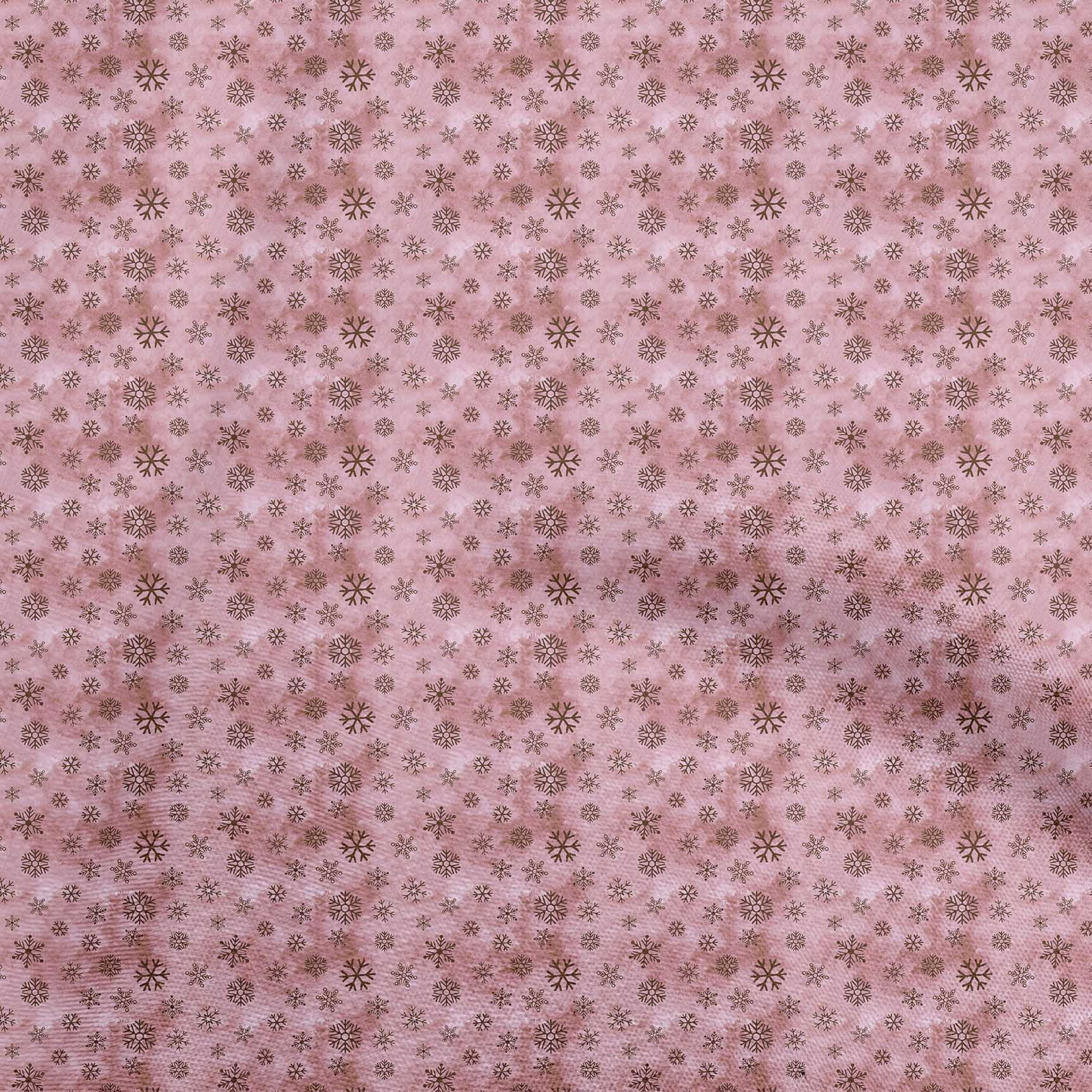 oneOone Cotton Cambric Pink Fabric Christmas Snow Flakes Sewing Craft Projects Fabric Prints By Yard 42 Inch Wide