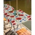 thumbnail image 2 of Fsddascl Red Poppy Flower Outdoor Tablecloth - 54x54 Inch Square Dining Table Cover, Blue Daisy Floral Patriotic 4th of July Waterproof Outdoor Table Cloth with Umbrella Hole & Zipper for Patio, 2 of 7