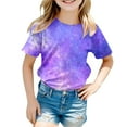 thumbnail image 2 of 4t Shirts Girls Loose Short Sleeve Tee for Toddler Round Neck 3d Galaxy Print Summer Tops T Shirts for Boys and Girls ,140ï¼8-9Yï¼, 2 of 3