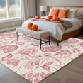 thumbnail image 4 of Farmhouse Pink Floral Washable Area Rug 8 x 10 ft Linen Boho Flower Rustic Country , Soft Non Slip Rugs Stain Repellent Indoor Felt Carpet for Living Dining Room Bedroom Home Office, 4 of 9