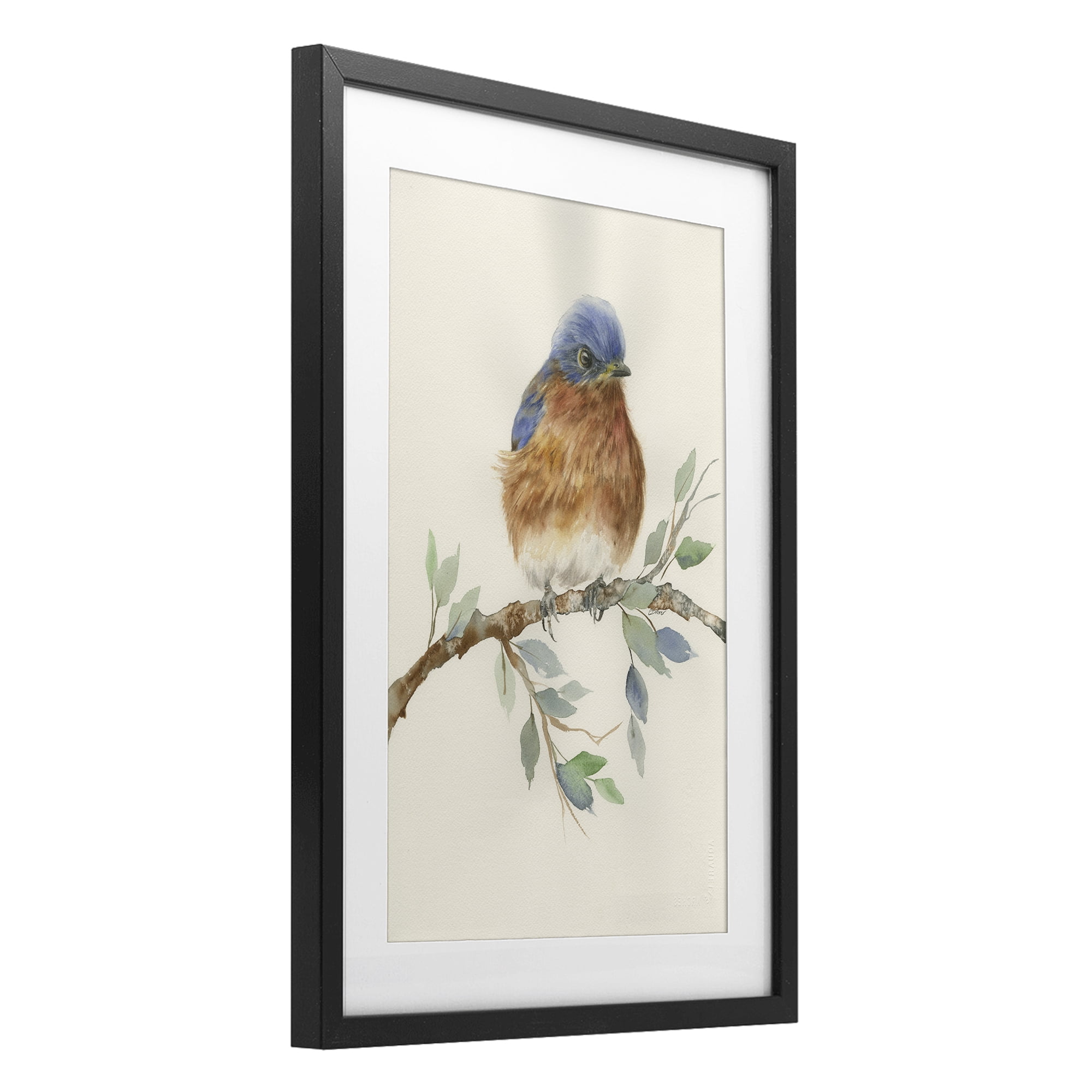 Stupell Industries Songbird Perched on Branch Black Framed Print Under Glass, design by Cady Driver