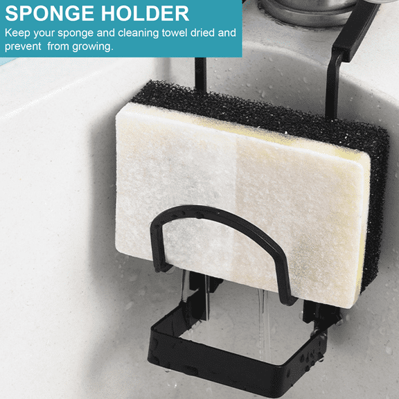 STRANDCHIC Kitchen Sink Sponge Holder Black Organizer for Neat Storage and Easy Access in Kitchen