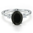 thumbnail image 3 of Gem Stone King 14K White Gold Black Onyx and White Lab Grown Diamond Engagement Ring for Women | 2.70 Cttw | Oval 10X8MM | Gemstone December Birthstone | Size 9, 3 of 6