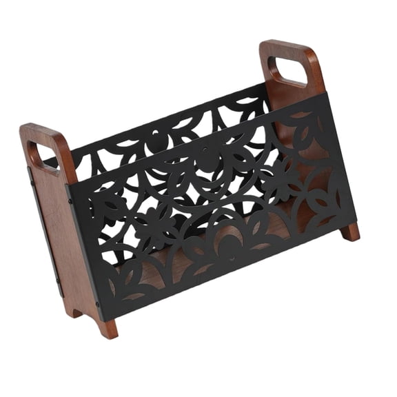 Floor Standing Wooden Organizer for Books Magazines and Newspapers Elegant Newspaper Basket Space Efficient Storage Rack