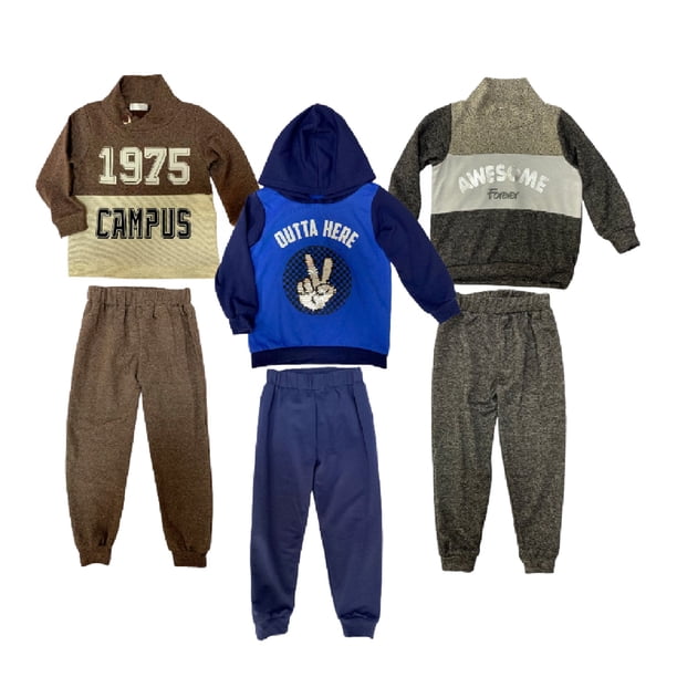Kit 3 Conjuntos Pants para Niño Estampados Talla 6 años Kiss Playeras y Polos para Niños