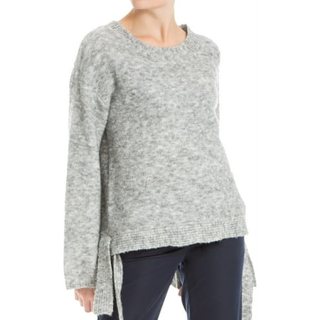 Max Studio London Womens Side-Tie Melange Knit Sweater, Grey, Large