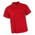 thumbnail image 2 of facefd Unisex Chef Jackets Coat Short Sleeves Shirt Kitchen Uniforms L Red, 2 of 9