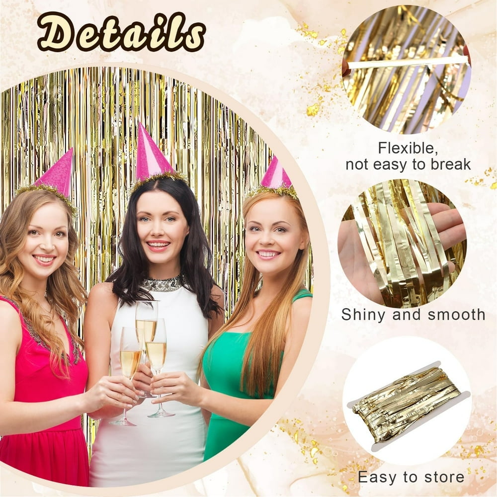KwKwin Rideau Métallique de Frange Réutilisable Tinsel Fringe Rideau