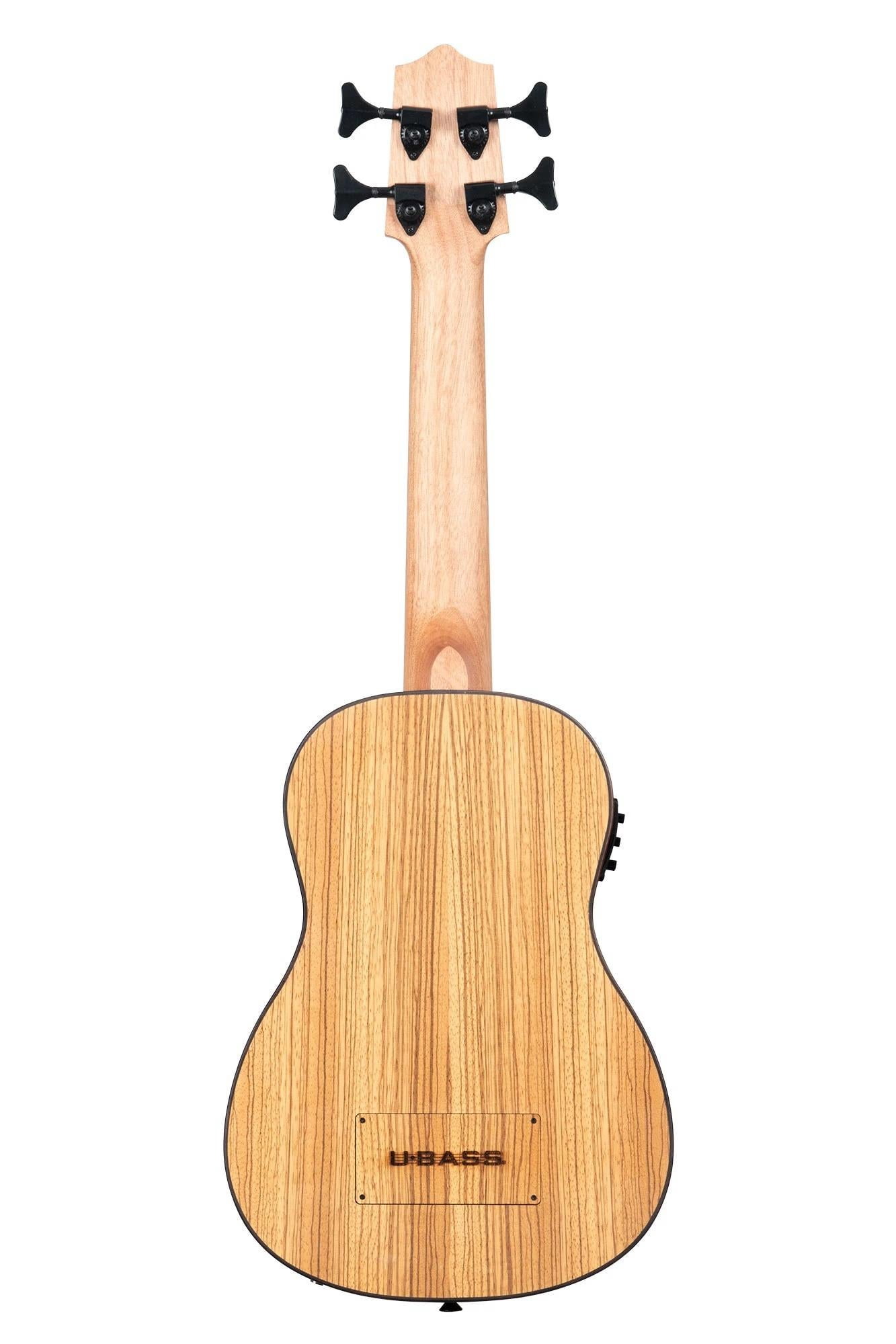 Kala U-BASS Zebrawood Fretted Bass Ukulele w/Deluxe Padded Bag, UBASS-ZEB-FS