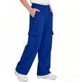 thumbnail image 2 of BXJX Boys Cargo Sweatpants, Elastic Waist Multi‑Pocket School Straight Leg Kids Casual Pants Blue Size 7-8 T, 2 of 6
