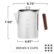 COLETTI Bozeman Coffee Percolator - Camping Coffee Pot – Percolator Coffee Pot for Campfire or Stove Top Coffee Making – 9 CUP