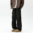 thumbnail image 2 of Styesk Men's Pants Man Solid Color Pockets Drawstring Cargo Pants Trousers, 2 of 8