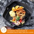 thumbnail image 4 of Bruntmor 10 Inch Square Cast Iron Grill Pan Steak Pan Pre Seasoned Grill Pan with Easy Grease Drain Spout, with Large Loop Handles for Grilling Bacon, Steak, and Meats, 4 of 6