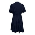 thumbnail image 3 of Chiccall Womens Summer Lace Ruffle Dresses Eyelet Casual Flowy V Neck Short Sleeve Tunic Dress Navy XXL, 3 of 4