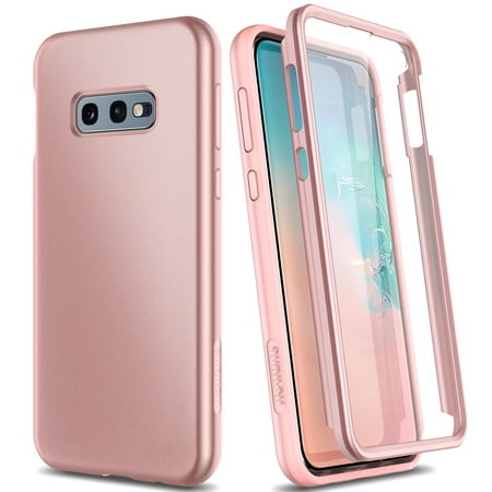 SURITCH Case for Samsung Galaxy S10E, Built in Screen Protector Support Wireless Charging Rugged Back Cover Hybrid Bumper 360 Protective Case Matte Shockproof for S10e Case 5.8"- Rose Gold