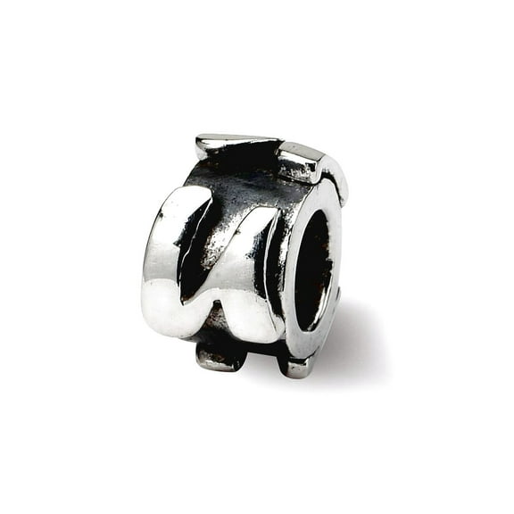925 Sterling Silver Polished Oxidized Reflections Letter Name Personalized Monogram Initial U Message Bead Charm 8.18x5.