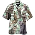thumbnail image 4 of Camisa con estampado de gato colorido para hombre, camisas hawaianas con estampado de animales en 3D, blusas de manga corta para playa de verano, blusa con solapa con botones genial, 4 of 4