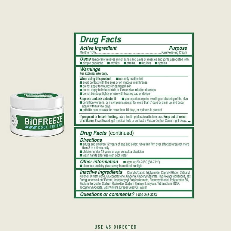 Biofreeze Cream, 3 Oz. Jar, 10% Menthol, 2 Count - Walmart.com
